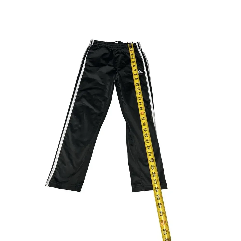 Adidas Kids Black 3 Stripe Track Pants Size 7 Athletic Soccer Joggers Youth 78